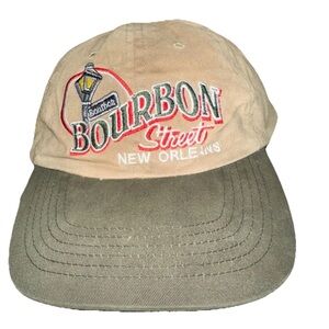 New Orleans Bourbon Street Hat Cap, Vintage, Nola Style, Tan And Olive,‎ 90s